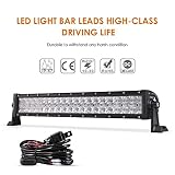 Auxbeam 22" LED Light Bar 120W LED Driving Light Off-Road Lights Spot Flood Combo Work Light Fog Lamp 5D Lens with Wiring Harness for SUV, ATV, UTV, Jeep, Vehicle, Pickup