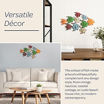 Lavish Home School of Fish Wall Art Nautical 3D Metal Hanging Decor