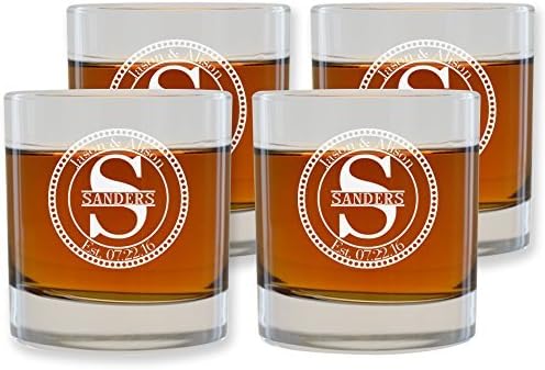 Customized Whiskey Glasses Set of 4 by Froolu EngravedScotch Nob Hill 10.25 oz. Rocks/Old Fashioned Glasses