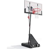 Portable Basketball Hoop, 44IN Backboard, 4.9&ndash;10FT Adjustable | Outdoor Basketball Goal System With Shatterproof Backboard and 2 Wheels for Adults, Driveway, Backyard and Training Practice