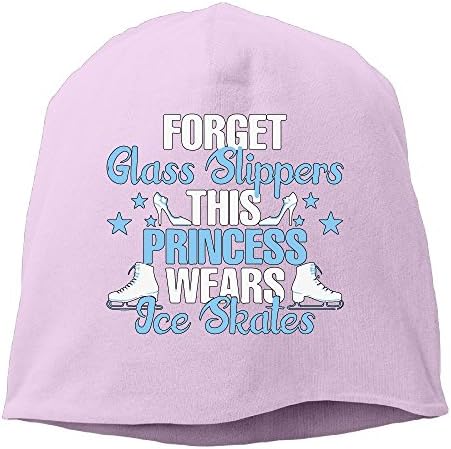 This Princess Wears Ice Skates Unisex Warm Winter Hat Knit Skull Beanie Slouchy Beanie Hat/Cap Pink