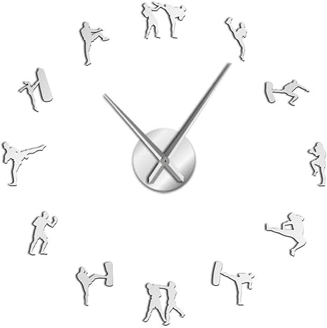 Amazon Co Jp 壁掛け時計 掛け時計 ウオールクロック サイレント 連続秒針 おしゃれ 北欧 可愛い 韓国武術テコンドーフィギュアdiyの巨大な キックボクシング空手男壁ステッカー装飾 大文字 電池式 現代 オフィス 玄関 教室 寝室 浴室 書斎 店舗 キッチリビングルーム