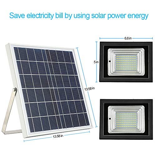 Solar Flood Light Remote Control,JPLSK IP65 Waterproof Dual 126 LED 18W Solar Panel Solar Powered Flood Lights Outdoor for Patio Backyard Garden Driveway Pool