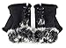 Sudawave Women Teen Classic Winter Warm Rabbit Fur Hands Wrist Fingerless Gloves (Black)