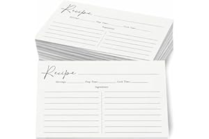 GardenCity Recipe Cards, 4x6 Recipe Cards for Bridal Shower and Weddings, Double-Sided, 50 Pack, Minimalist