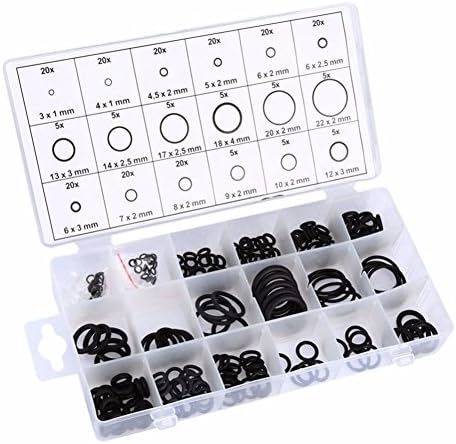 Rubber Washers Set, 225 Pcs/18 Sizes Rubber O-Ring Sealing Gasket/Washer Seal Assortment Set for Plumbing, Automotive,General Repair with Case