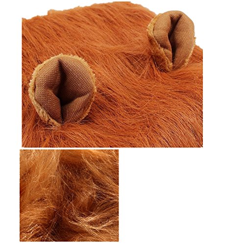 Xbes Pet Costume Lion Mane Wig with Ears Dog Fancy Dress Clothes Halloween Christmas Gift(Brown) - Image 3