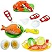 FUNERICA Pretend Cutting Play Food for Kids - with Bright Realistic Looking Eggs, Fish, Fake Food Play Vegetable, Toy Pot, Toy Kitchen Knife with Cutting Board and Basket
