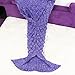 Sun Cling® Mermaid Tail Blanket Crochet for Adult Teens Kids Living Room Bedroom Sofa Super Soft Scales Blankets Sleeping Bags-Purple