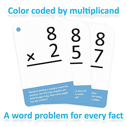 Self-Checking Multiplication Flashcards with Word Problems, All Facts 0-12 by Pint-Size Scholars