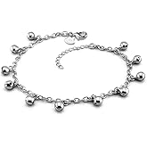 H&Beautimer Fashion Silver Anklet With Cute bell Foot Chain For Women Charm Beach Ankle Bracelet Lobster Clasp Adjustable Jewelry Gift