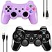 Double Vibrating Wireless Controller for PS3 With Charge Cable (Black+Purple)