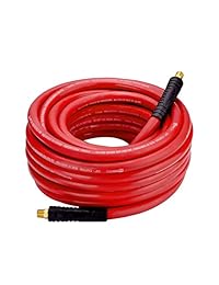 WYNNsky Manguera de aire de goma, 4.2 ft x 0.4 in, 300 PSI, manguera de compresor de aire roja resistente con dos extremos de latón MNPT de 1 4 pulgadas...