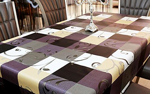 EUCH Heavy Weight Vinyl European Plaid Rectangle Kitchen Table Cover Wipe Clean Tablecloth Water and Oil Resistant Stain-resistant/Mildew-proof - 54" x 82"