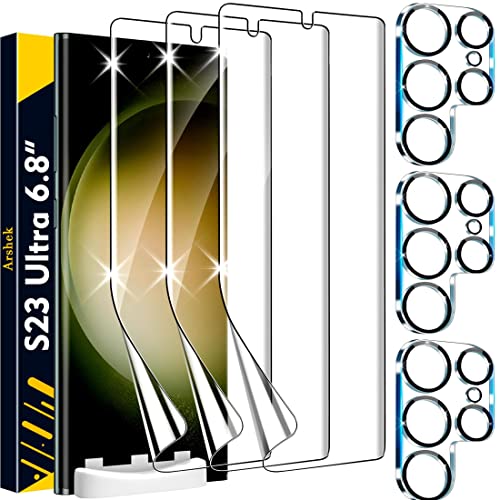 Arshek [3+3 Pack] For Samsung Galaxy S23 Ultra Screen Protector [Not