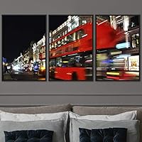 3 Piece Framed Canvas Wall Art City Illuminations Canvas Prints Home Artwork Decoration for Living Room,Bedroom - 16
