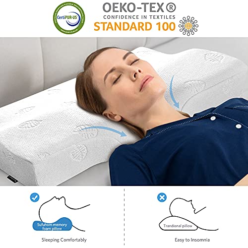 Sufuhom Contour Pillow Memory Foam, Ergonomic Cervical Support Pillows