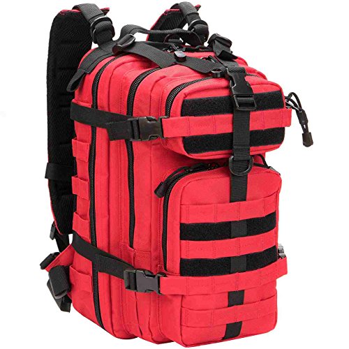 WolfWarriorX Military Tactical Assault Backpack Hiking Bag Extreme Water Resistant Small Rucksack Molle Bug Out Bag for Traveling, Camping, Trekking & Hiking (Red) WolfWarriorX Military Tactical Assault Backpack Hiking Bag Extreme Water Resistant Small Rucksack Molle Bug Out Bag for Traveling, Camping, Trekking & Hiking (Red)