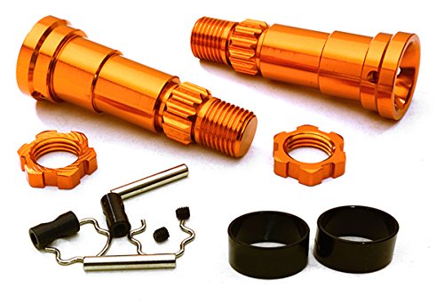 Integy RC Model Hop-ups C27464ORANGE Billet Machined +6mm Ext. Stub Axles for C27070, C27071 & C27072