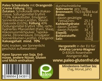 4x Paleo Schokolade - 4 verschiedene Sorten - 4 verschiedene Creme-Füllungen Laktosefrei Glutenfrei Milchfrei – Bild 6