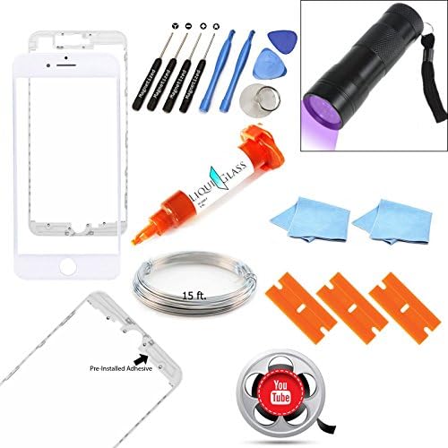 iPhone 7 4.7" White Front Outer Lens Glass Screen Replacement Repair Kit Glass+LOCA Glue+ Magnetized Tools + UV Light + Wire (Screen Separator) … (White)