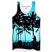Mens Vests Gym Workout Printed Tank Top Ibiza Palm Trees Summer Holiday Clothes - Blue, Medium