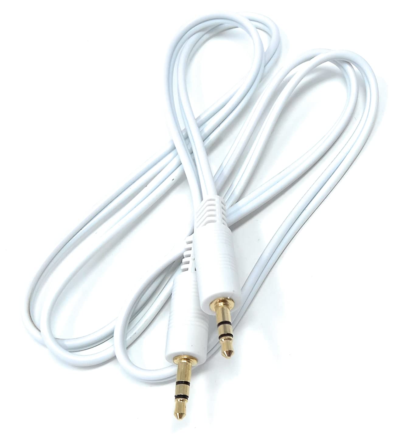 DRUT 1m 3.5mm to 3.5mm Stereo Audio AUX Cable Gold Connectors, Small 3 pin Jack to Jack Speaker Lead 3.3ft White