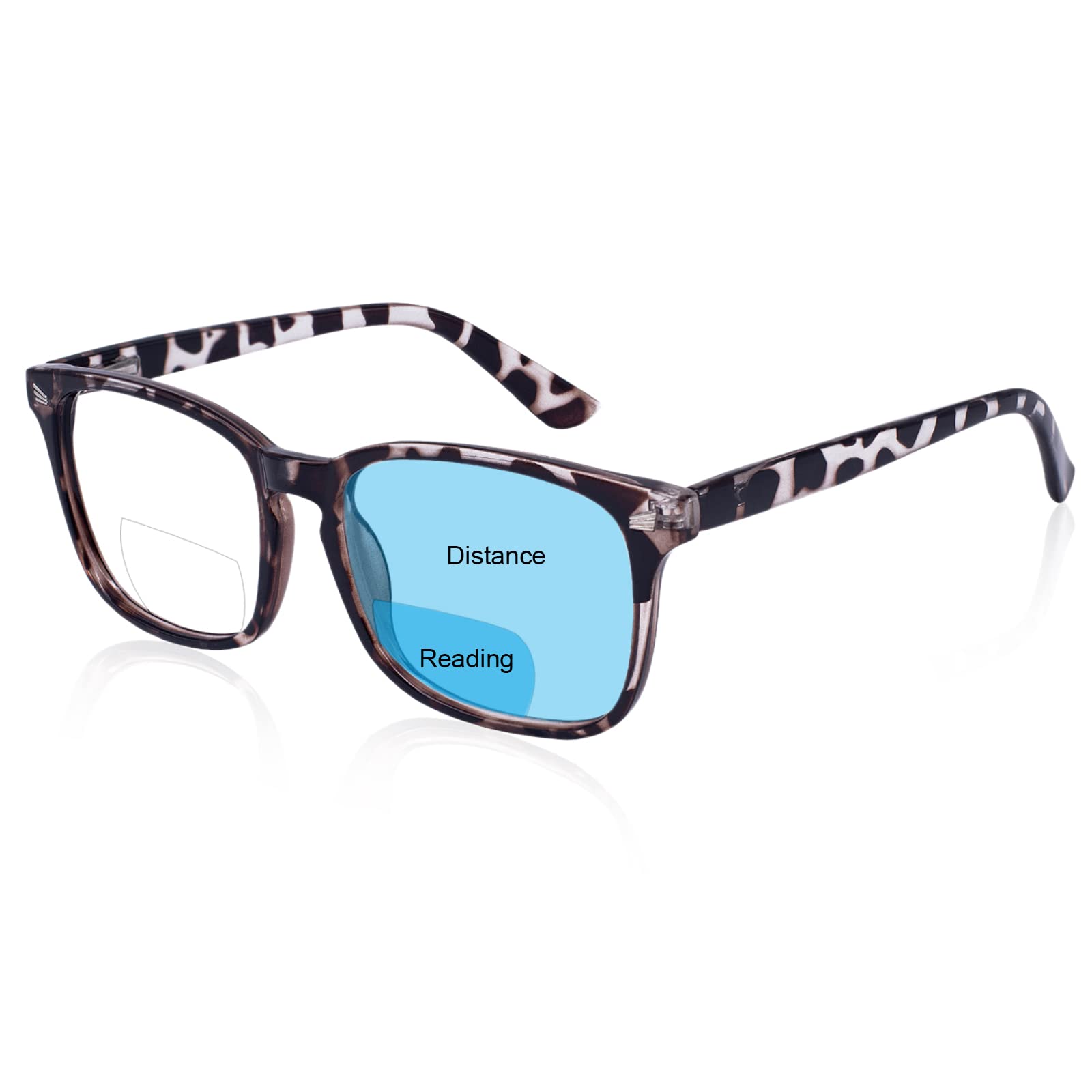 OCCI CHIARI Rectangle Womens/Mens Bifocal Reading Glasses 3.5 Fashion Unisex Bi-focal Glasses Metal Hinge (Brown Tortoiseshell)