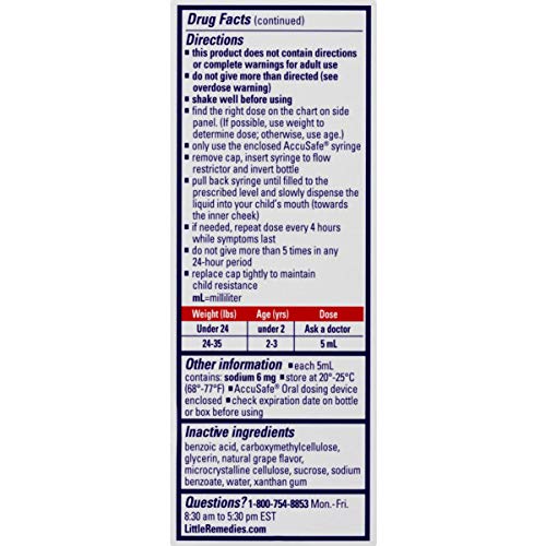 Little Remedies Infant Fever & Pain Reliever | Natural Grape Flavor | 2 FL OZ