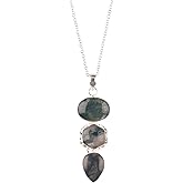 GEMSLOGY Natural Real Moss Agate Crystals Bezel Pendant Necklace, Birthstone, Gemstone Necklace, Healing Gemstone, Birthday, Mothers Day Gift Jewelry, Occasion Wear, Gift for Her