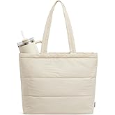 G4Free Tote Bag for Women, Puffer Casual Shoulder Bag with Cup Holder and Laptop Compartment for Travel, Work, Gym