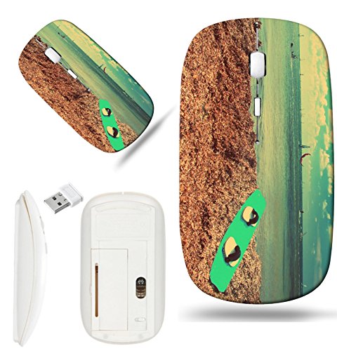 Luxlady Wireless Mouse White Base Travel 2.4G Wireless Mice with USB Receiver, 1000 DPI for notebook, pc, laptop, macdesign IMAGE ID: 23771223 Board for windsurfing on the seashore with a retro effect