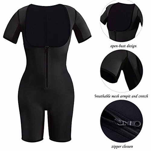 QUAFORT Full Body Shapewear Sauna Suit Neoprene Weight Loss Gym Shapers with Sleeve