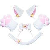 Beelittle Cat Cosplay Costume Accessories Kitten Ears Tail Collar Paws for Women Girl Halloween Dress Up