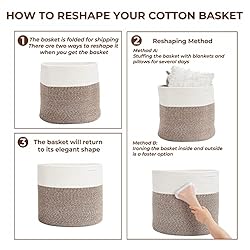 Goodpick 2pack Large Woven Blanket Storage Baskets