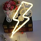 LED Lightning Sign Shape Night Light Warm White Neon Light Lamp for Bedroom Wedding Party Christmas Home Decoration Wall Hanging Decorative Light