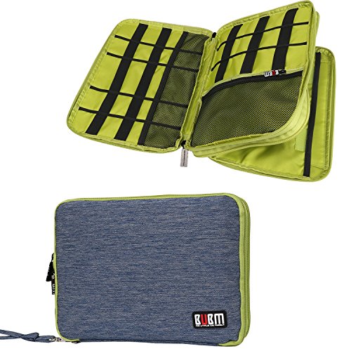 UPC 613869901526, Travel Organizer, BUBM Universal Double Layer Travel Gear Organizer Storage Bag / Electronics Accessories Organizer / USB Cable Organizer Bag - Blue and Green