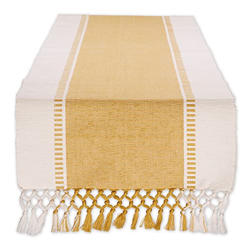 DII Dobby Stripe Woven Table Runner, Cotton, Honey Gold, 13 x 108 cm