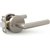 Mega Handles Ronn Privacy Lever &amp; Lock Door Handle Set for Hallway, Closet and Bathroom, Keyless Lock, Heavy Duty Door Levers, Fits All Standard Door Sizes, Screws Included - Satin Nickel (1 Pack)