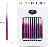 URAQT Birthday Candles 24 Pcs Metallic Tall Candles with Holders 5.1 in White view 2