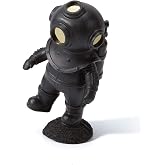 HAUCOZE Diver Figurine Nautical Statue Modern Home Sculpture 7.1 Inch | Black Resin Decor with Glod Visor, Table Centerpiece Gift Desktop Ornament for Living Dining Room Office