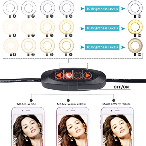 B-Land Cell Phone Holder with Selfie Ring Light for Live Stream, LED Camera LED Light with Mirror Flexible iPad Stand Holder Mobile Phone Stand for iPhone, Andriod Phone & Tablets - Thumbnail 2