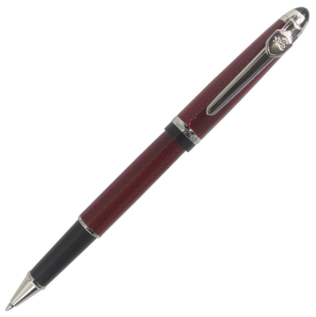 Abcsea Dark Red Rhombus Silver Trim Advanced Rollerball Pen