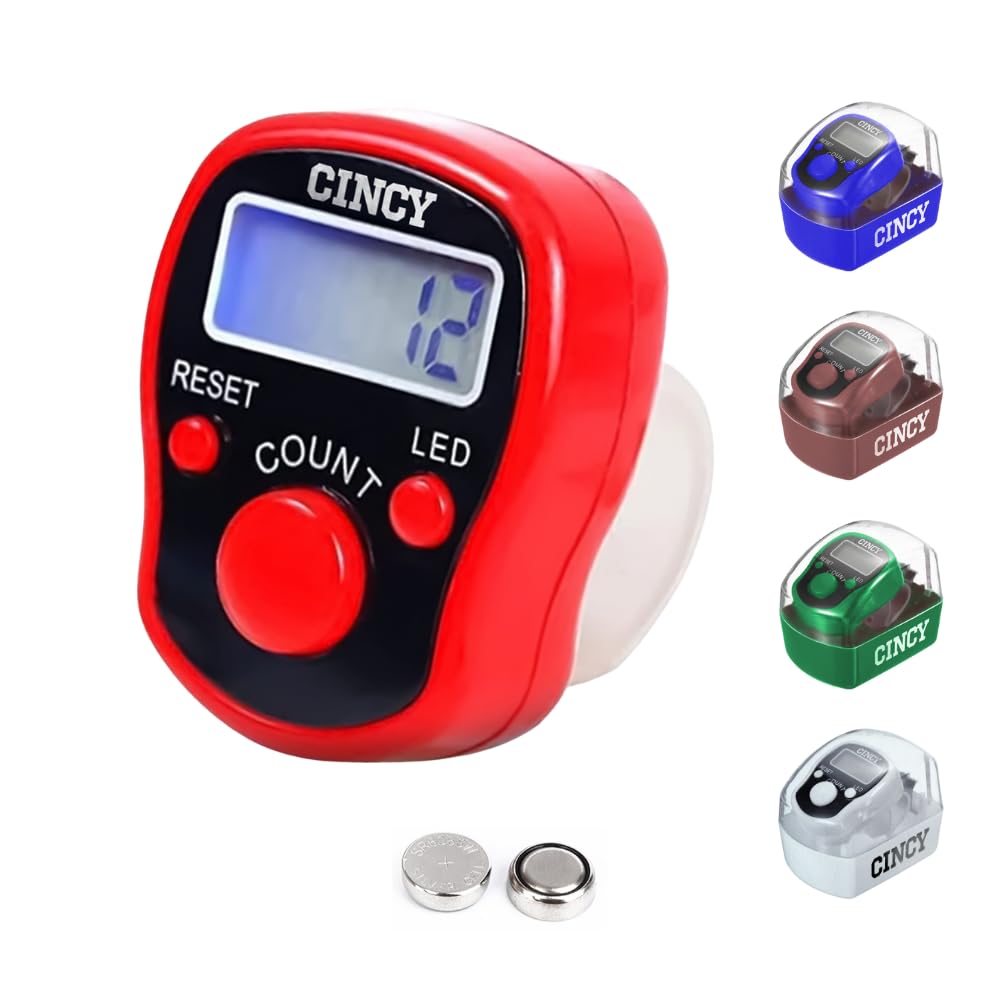 Photo 1 of CINCY Clicker Counter – Multi Color LED for Day & Night Use, Instant Reset, Accurate & Quiet, Long Battery Life for Pitch, Golf, Laps, People & Fish Counting – Red, 1 Pack