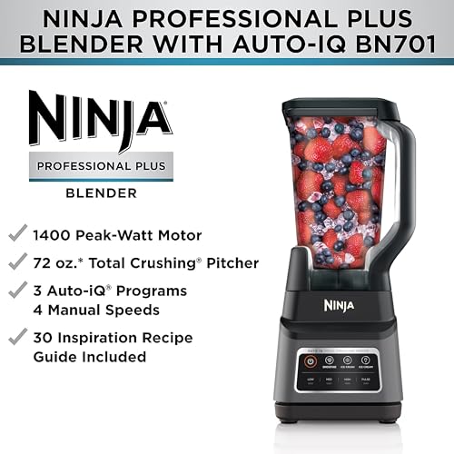 Ninja BN701 Professional Plus Blender, 1400 Peak Watts, 3 Functions for
