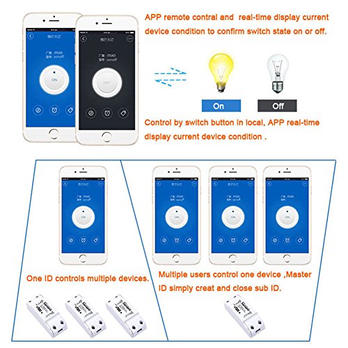 Sonoff Wifi Switch 3-Pack Wireless Remote Control Electrical for Household Appliances,Compatible with Alexa DIY Your Home Via Iphone Android App