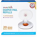 Munchkin Arm and Hammer Diaper Pail Bag Refills, Orange, 20 Bags