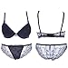Etosell Women Sexy Deep V Lace Underwire Bra Set Push Up Bra Outfit Blue 36C