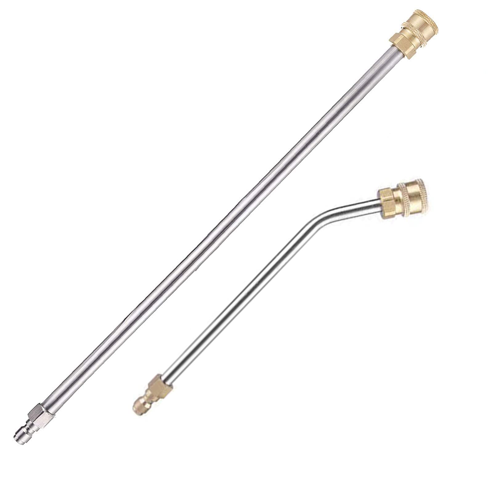 2Pcs Pressure Washer Extension Wand, Extension Lance (15"/38cm) + 30°Curved Extension Rod (8.7"/22cm), 1/4 Inch Quick Connect, 4000 PSI