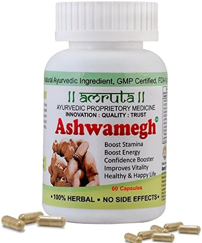 Ashwamegh Amruta Pharmaceutical Pure Herbal Ayurvedic 60 Capsules For Strength, Energy, Recovery